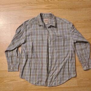 Woolrich Gray Plaid Casual Button Down Shirt